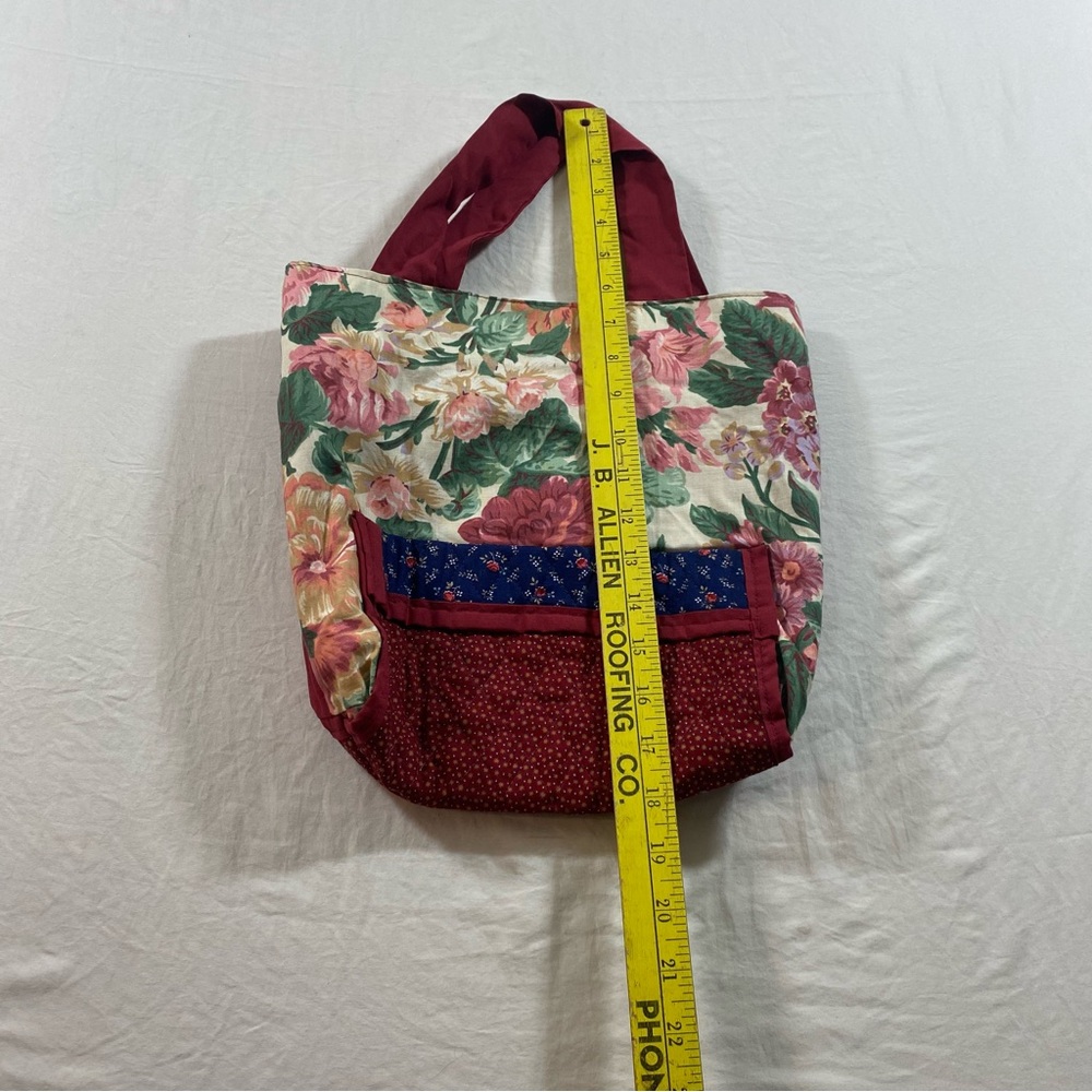 Floral Canvas Tote with Red and Pink Design - Picture 2 of 9